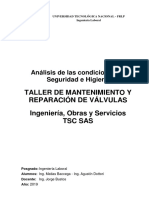 Análisis de Las Condiciones de Seguridad e Higiene en Taller de Mantenimiento y Reparación de Válvulas