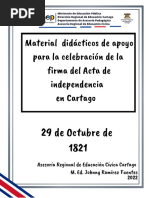 Materiales para La Celebración Del 29 de Octubre Firma Del Acta de Independencia en Cartago Día de Las Culturas 2022