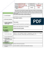 Daily Lesson Plan For Grade 11 Earth Amp Life Science