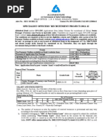 Specialist Officers' Recruitment Project:2011-12: Head Office: 2, N. S. Road, Kolkata 700001