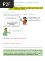 Identificamos Situaciones de Inclusión en Nuestra Familia y Comunidad