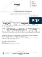 CERTIFICADO DE INSPECCIÓN Y CONFORMIDAD Cilindros