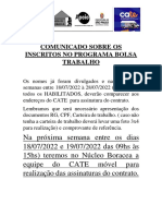 Ok Comunicado Sobre Os Inscritos No Programa Bolsa Trabalho