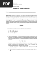 Examen Final Economía Matemática