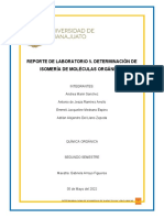 Reporte de Laboratorio 5. Determinación de Isomería de Moléculas Orgánicas