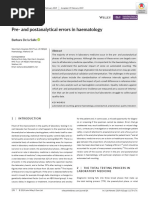 6th Charles Merieux Conference 2019 Pre Post Analytical Errors in Hematology