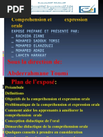 Comprehension Et Expression Orale