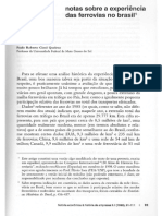 Notas Sobre A Experiência Das Ferrovias No Brasil