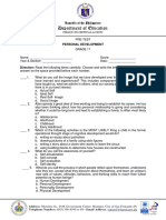 Grade 11 - HUMSS - PerDev - Assessment Tool - TOS - Answerkey - Second Sem