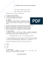 Lista de Exercícios - Deslocamento de Equilíbrio