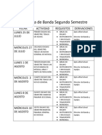 Cronograma de Banda Julio-Diciembre