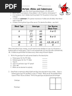 Blood Type HW Worksheet