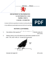 2020 Kings College Budo s4 Mathematics Paper 1 Pre Uneb Test 2