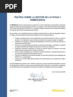 Política Sobre La Gestión de La Fatiga y Somnolencia