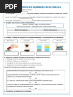 Ficha de Ciencia y Tecnología 24-08 Experimentamos La Separaciones de Mezclas