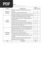 Rubric For Oral Presentation