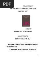 Financial Statement Analysis BATCH: 307: Final Project