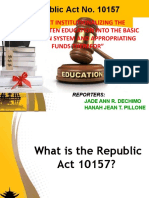 Republic Act No 10157 Kindergarten Education Act