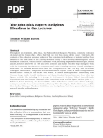 The John Hick Papers - Religious Pluralism in The Archives. An Article by Thomas William Ruston, 2015