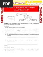 Ejercicios Del Adjetivo Calificativo para Cuarto de Primaria