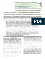 Evaluation of Nutritional Composition of Ripe Date Fruit (Phoenix Dactylifera L.) Pulp and Seed Grown in Nigeria