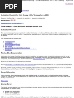 Installation Checklist For Citrix XenApp 5.0 For Windows Server 2003