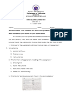 English - Grade 4 - Division Quarterly Unified Test (First Quarter)