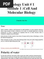 Biology Unit # 1 Module 1 - Cell and Molecular Biology