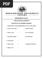 Department of Law One Year LLM Course in Intellectual Property Rights Case Study: Tea Board India vs. Itc Ltd. (2011)