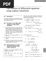 The Solution of Differential Equations Using Laplace Transforms