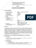 Sílabo de Análisis de Alimentos - Plan 2020