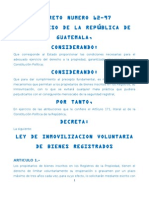 Ley de Inmovilizacion Voluntaria de Bienes Registrados Decreto 6297