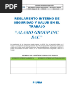 REGLAMENTO INTERNO DE SEGURIDAD Y SALUD EN EL TRABAJO Alamo