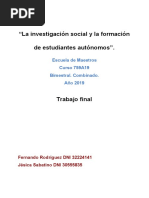 La Investigación Social y La Formación de Estudiantes Autónomos - TP FINAL - Sabatino Jesica