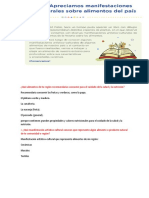 Qué Alimentos de Tu Región Recomendarías Consumir para El Cuidado de La Salud y La Nutrición