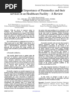 The Role and Importance of Paramedics and Their Services in An Healthcare Facility - A Review