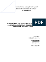 Situacion de Los Derechos Economicos Sociales y Culturales Con Perspectiva de Genero en Bolivia