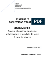 Exam-Correction Master Analyse Et Controle Medicaments Janv-Fev 2017 Prof Houria EL BOURY Sep2017