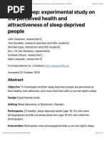 Beauty Sleep Experimental Study On The Perceived Health and Attractiveness of Sleep Deprived People - The BMJ