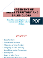 Management of Sales Territory and Sales Quota