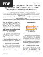 The Experimental Study Effects of Coconut Milk and Egg White As A Pack To Enhance The Hair Health Among Adult Male and Female Volunteers