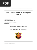 PRACTICE TEST Year 7 Maths Progress Test 2