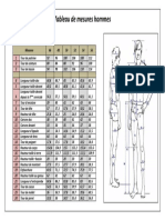 Tableau de Mesures Homme