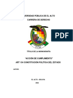 MONOGRAFIA Acción de Cumplimiento Art 134 Constitución Política Del Estado