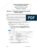 Ejercicio 01 - Evaluación de Expresiones Usando El Shell de Python