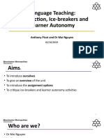 Introduction, Ice-Breakers and Learner Autonomy (PPT & Notes)