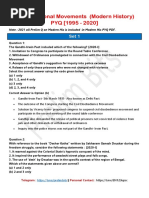 Indian National Movements Modern History PYQ 1995 2020