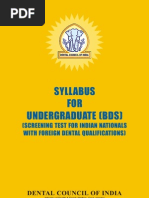 Syllabus FOR Undergraduate (BDS) : (Screening Test For Indian Nationals With Foreign Dental Qualifications)