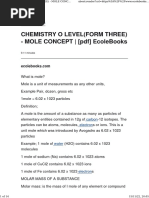 CHEMISTRY O LEVEL (FORM THREE) - MOLE CONCEPT (PDF)