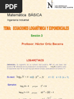 3era Sesión - Ecuaciones Logarítmicas y Exponenciales